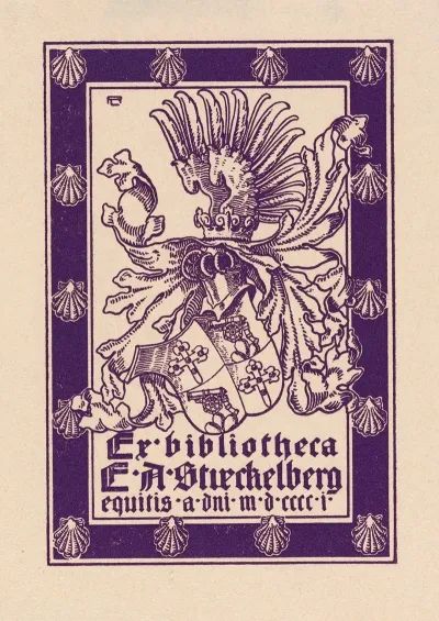 Bookplate Ex Bibliotheca E A Stueckelberg Equitis A Dni Mdccci