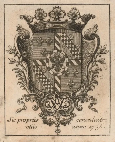 Bookplate Fontanelli Sic Propriis Consuluit Otiis Anno 1736