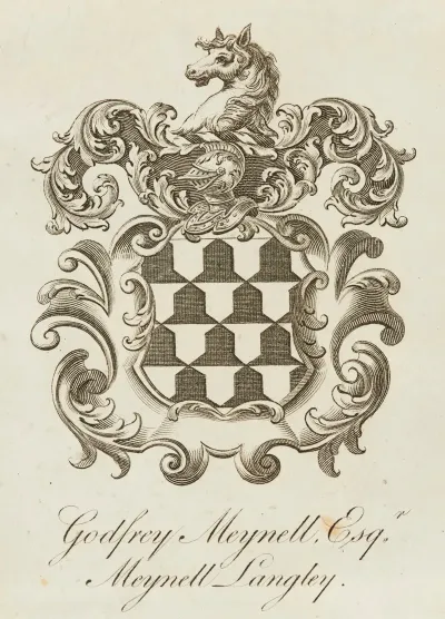 Bookplate Godfrey Meynell Esqr Meynell Langley