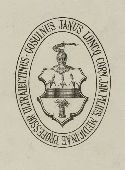 Bookplate Gosuinus Janus Loncq Corn Jan Filius Medicinae Professor Ultraiectinus