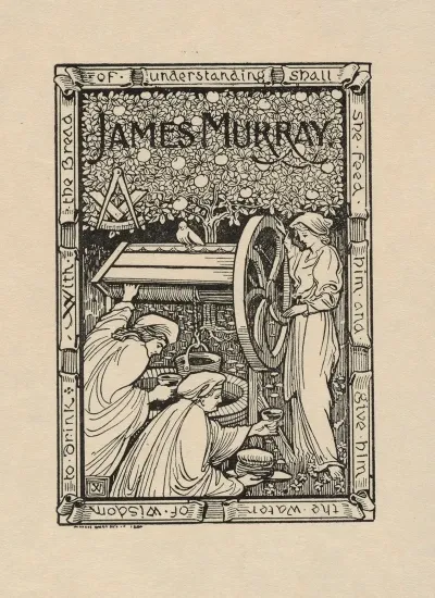 Bookplate James Murray With The Bread Of Understanding Shall She Feed Him And Give Him The Water Of Wisdom To Drink