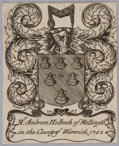 Bookplate Mr Ambrose Holbech Of Mollington In The County Of Warwick