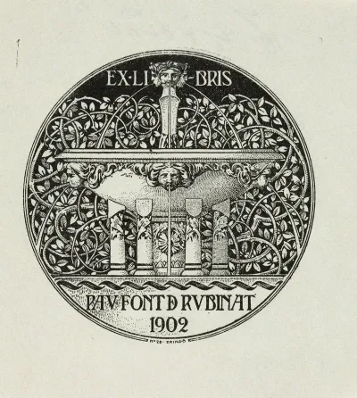 Bookplate Of Pau Font D Rubinat 1902