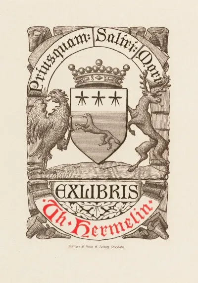 Bookplate Of Th Hermelin Priusquam Saliri Mori