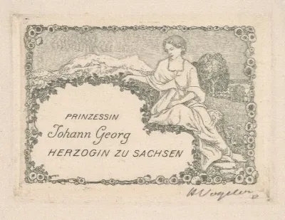 Bookplate Prinzessin Johann Georg Herzogin Zu Sachen