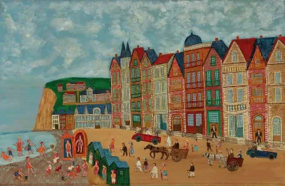 Bord De Mer Baigneurs Et Plage