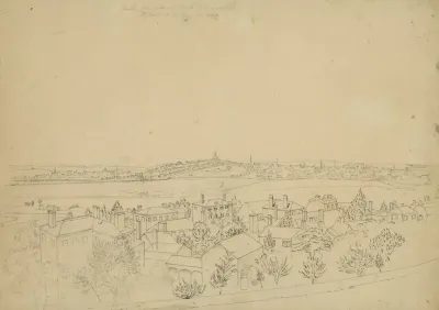 Boston Charlestown Bunker Hill As Seen From The Fort At Roxbury