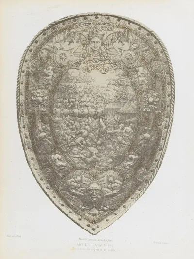 Bouclier En Fer Repousse Et Cisele