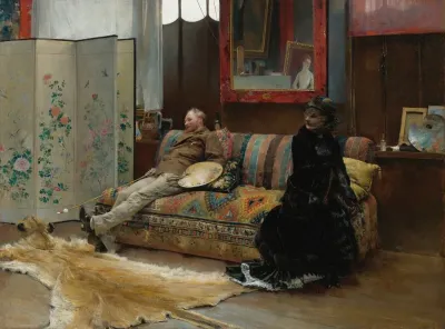 Bouderie Gustave Courtois In His Studio