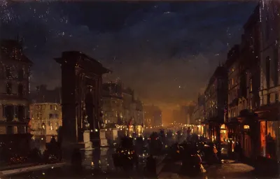 Boulevard Et Porte Saint Denis Olio Su Cartoncino Intelato
