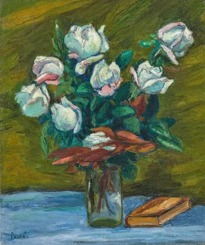 Bouquet De Roses Blanches Dans Un Vase