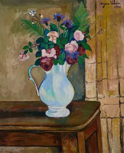 Bouquet De Roses Bleuets Et Fougeres