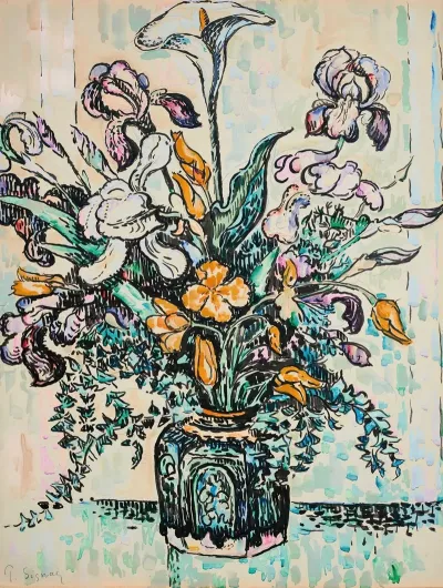 Bouquet Iris Arum Tulipes Dans Un Vase Dandre Metthey