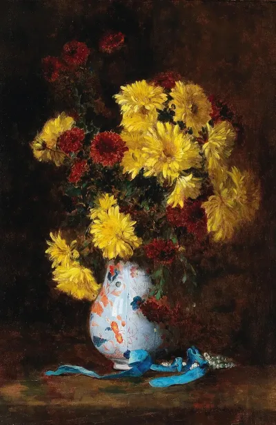 Bouquet Of Asters In A Vase