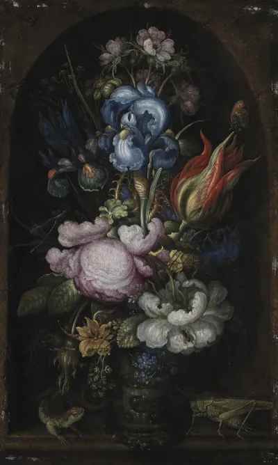 Bouquet Of Flowers In A Stone Niche 2
