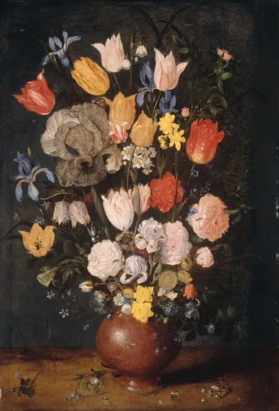 Bouquet Of Flowers In An Earthenware Vase