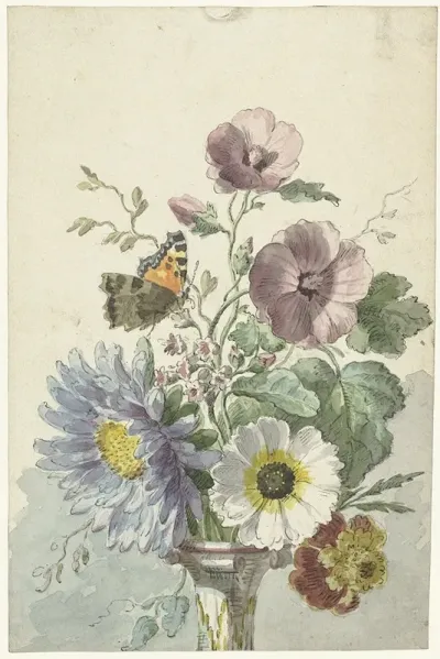 Bouquet Of Flowers With A Butterfly