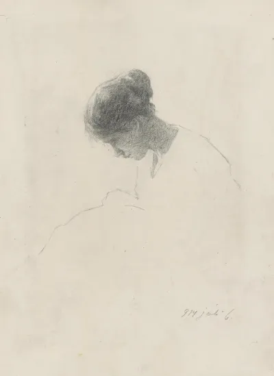 Bowed Head Of A Young Woman In Profile