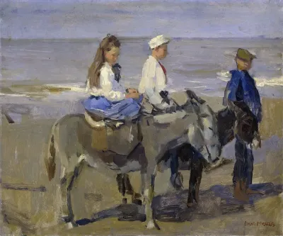 Boy And Girl On Donkeys