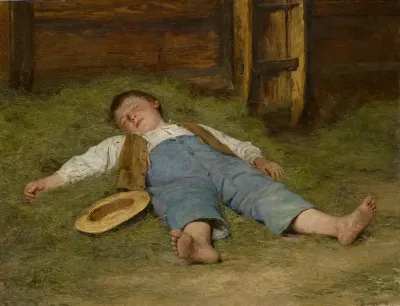 Boy Asleep In The Hay