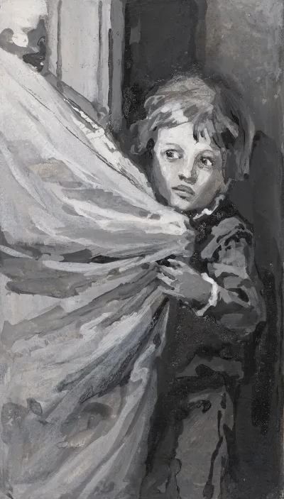 Boy Behind A Curtain