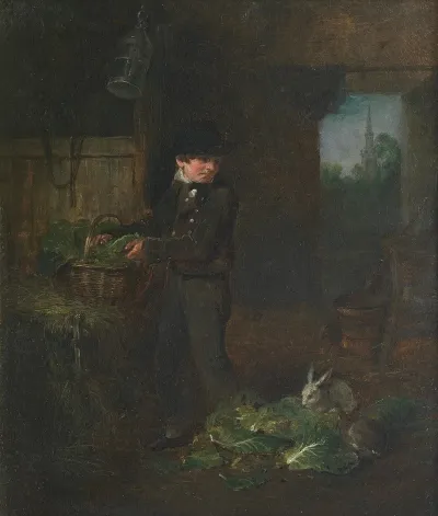 Boy Feeding Rabbits