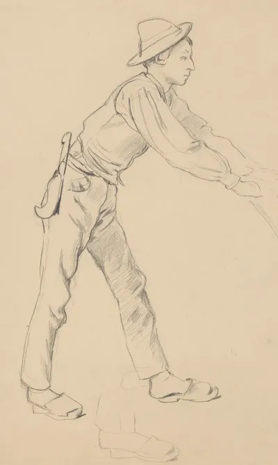 Boy From Cargnacco In A Hat With A Knife Behind His Belt