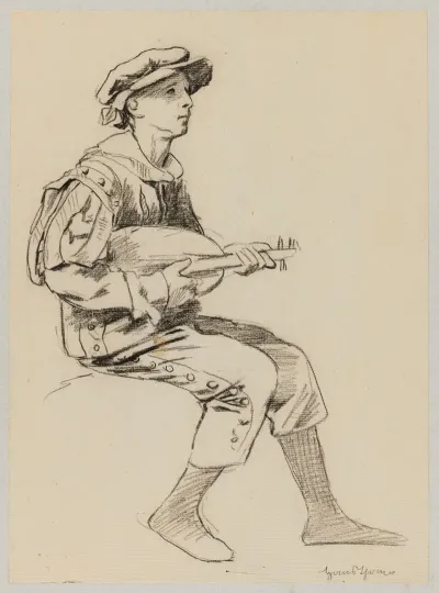Boy In A Renaissance Costume Playing The Lute