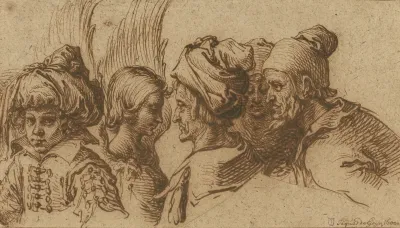 Boy In A Turban Winged Angel And Three Companions