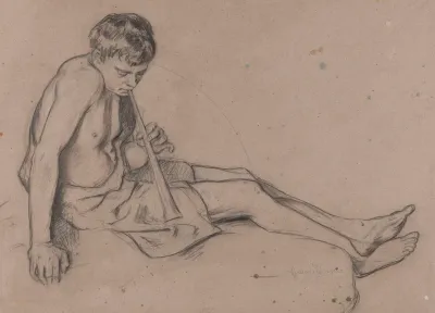Boy Playing The Pipe