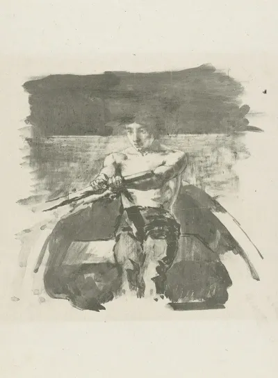 Boy Rowing In Rowboat