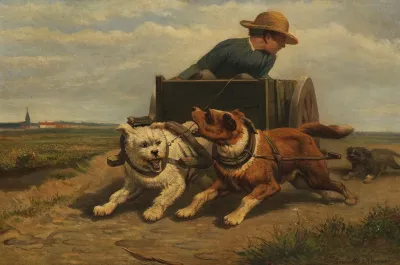 Boy With A Dog Cart