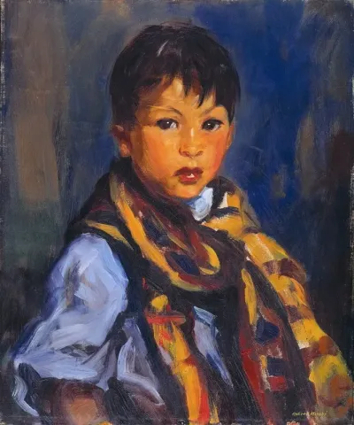 Boy With Plaid Scarf