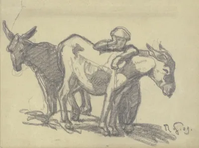 Boy With Two Donkeys
