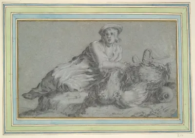Boy With Two Hens And A Basket