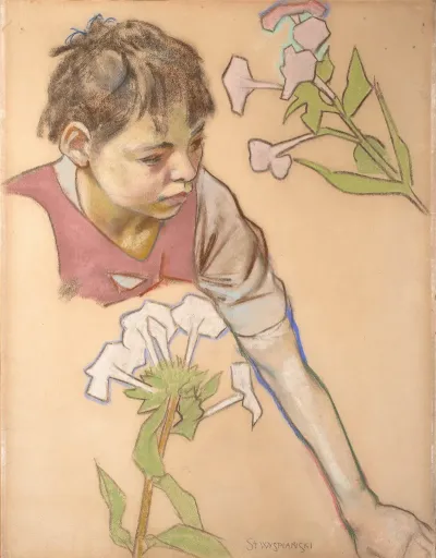 Boys Head And Flowers