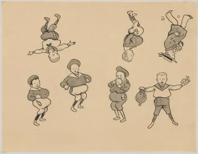 Boys In Sailor Suits Have Stuffed Their Pockets Pants And Shirts With Treats