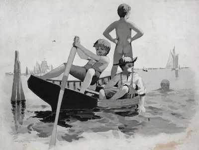 Boys Swimming Gloucester Harbor