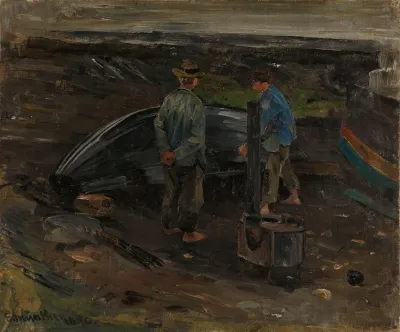 Boys Taring A Boat Nevlunghavn