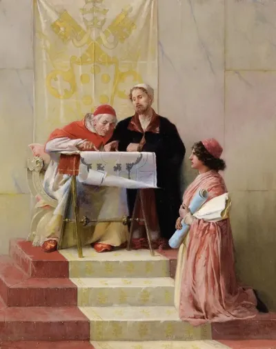 Bramante Presentant Les Plans De Saint Pierre Du Vatican Au Pape