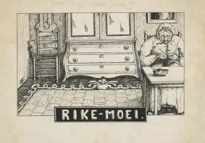 Breiende Oude Vrouw In Een Interieur Rike Moei