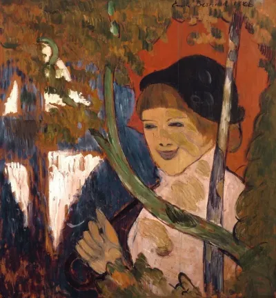Breton Girl With A Red Umbrella