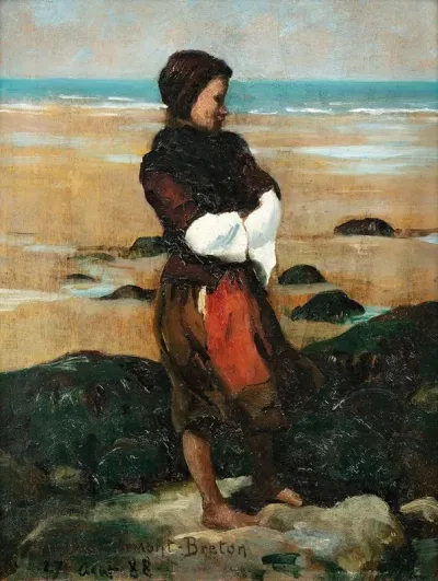 Breton Woman On The Beach