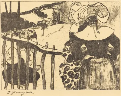 Breton Women Beside A Fence Bretonnes A La Barriere