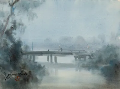 Bridge In Misty Landscape