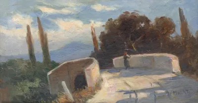 Bridge With Cypresses
