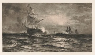 Brig Gen Armstrong Engaging British Fleet In Harbor Of Fayne Sept 26 1814