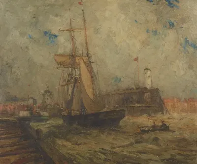 Brigantine Going Into Littlehampton Harbour