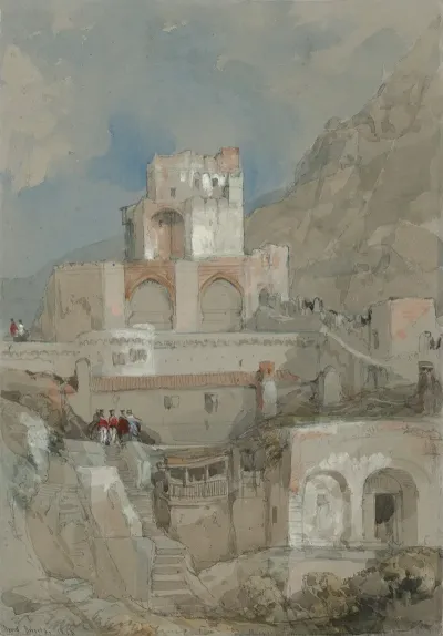 British Soldiers Before The Tower Of The Old Moorish Citadel In Gibraltar