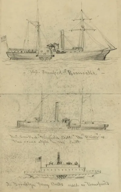Broadside Views Of Three Steamships